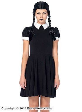Wednesday from The Addams Family, costume dress, collar, puff sleeves